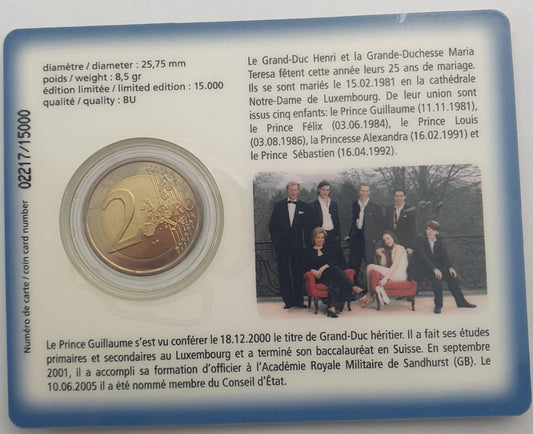 Luxembourg - 2 euros 2006, Henri I Guillaume, (Carte à pièces)