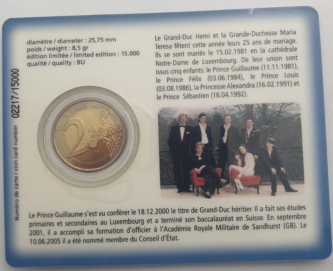 Luxembourg - 2 euros 2006, Henri I Guillaume, (Carte à pièces)
