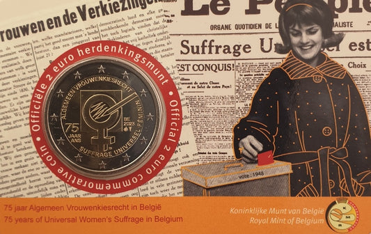 Belgique - 2 euros 2023, 75 ans du suffrage féminin - Inscription néerlandaise (carte-monnaie)