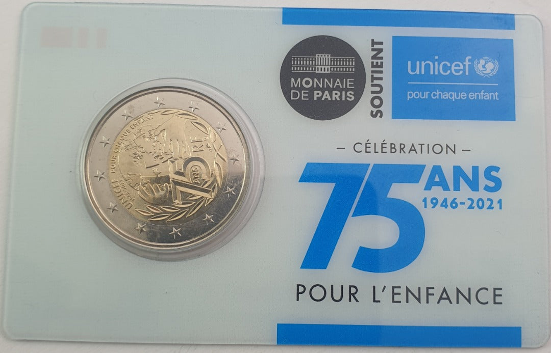 France - 2 euros 2021, Unicef, Carte de pièces