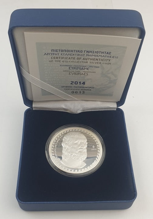 Grèce - 10 euros 2014, Euripide, Épreuve en argent