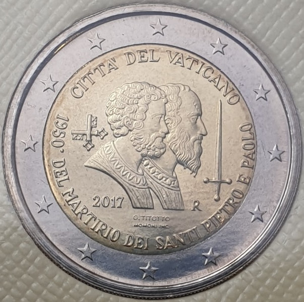 Vatican - 2 euros 2017, 1950e anniversaire du martyre des saints Pierre et Paul (carte-pièce)