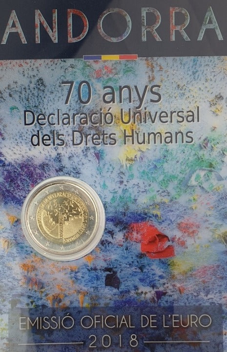 Andorre - 2 euros 2018, 70e anniversaire de la Déclaration universelle des droits de l'homme (carte à pièces)