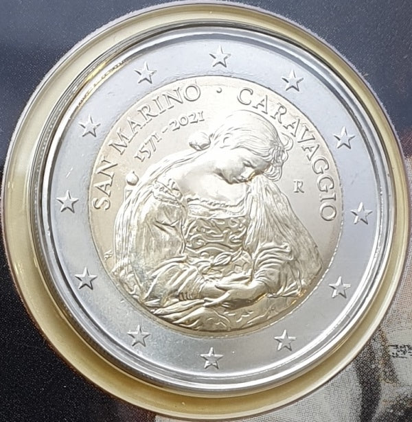 Saint-Marin - 2 Euro 2021, Caravaggio, (Coin Card)