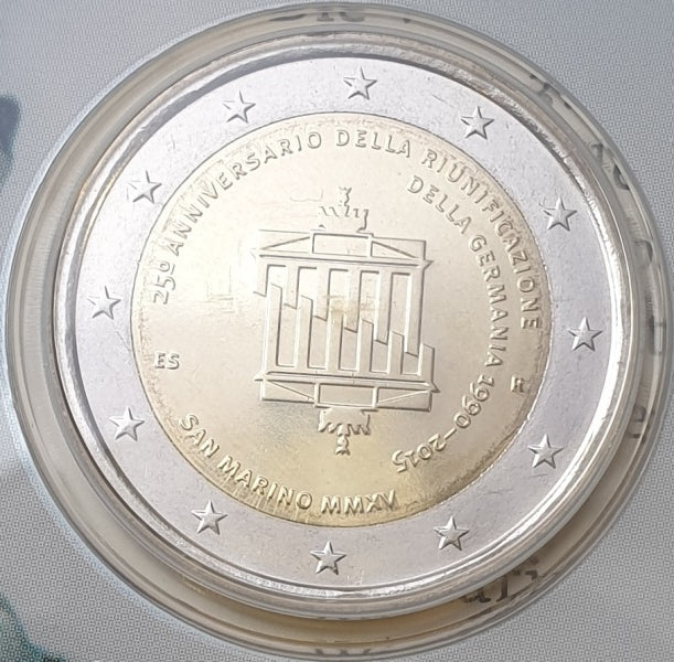 Saint-Marin - 2 euros 2015, 25e anniversaire de la renaissance de l'Allemagne (carte-pièce)