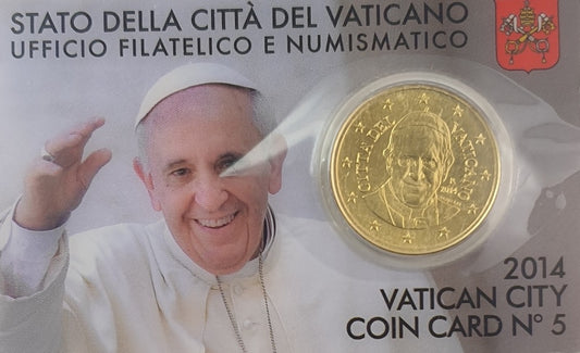 Vatican - Pièce de 50 cents 2014, Pape François, (Carte-pièce)