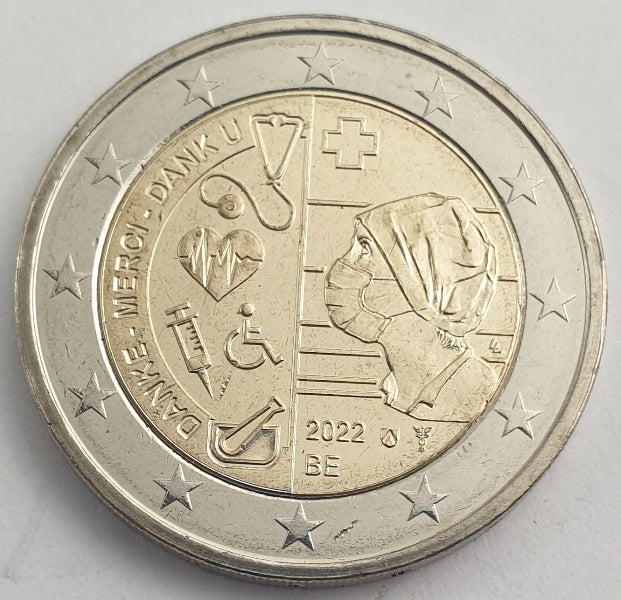 Belgique - 2 Euro 2022, Héros des soins de santé face à la COVID-19, non circulée