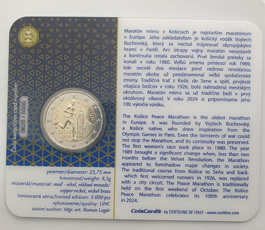 Slovaquie - 2 Euro 2024, Marathon de la Paix de Košice (Coin Card)