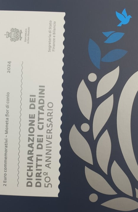 Saint-Marin - 2 euros 2024, 50 ans de droits civiques (carte à pièces)