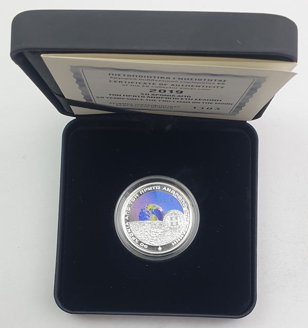 Grèce - 6 euros 2019, 50 ans après le premier pas de l'homme sur la Lune, épreuve en argent