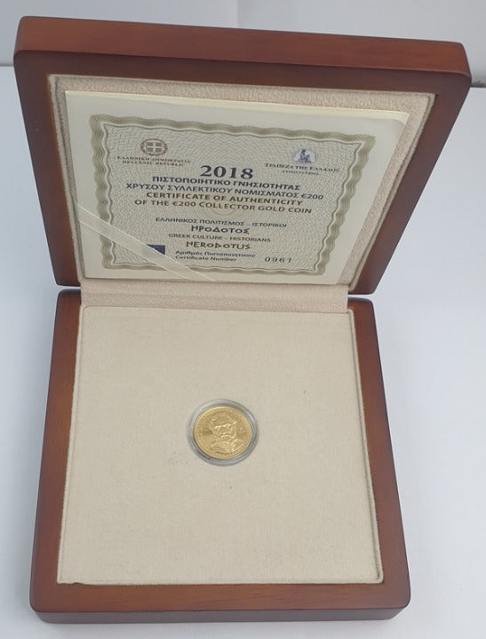 Grèce - 200 euros 2018, Hérodote, épreuve en or