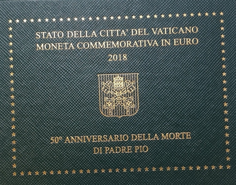 Vatican - 2 euros 2018, 50e anniversaire de la mort du Padre Pio, (Carte-pièce)