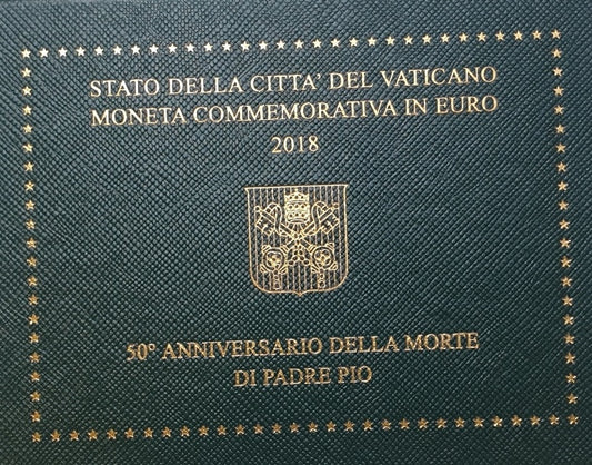 Vatican - 2 euros 2018, 50e anniversaire de la mort du Padre Pio, (Carte-pièce)