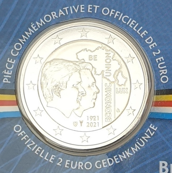 Belgique - 2 euros 2021, Union économique - Écriture néerlandaise, (Carte de monnaie)
