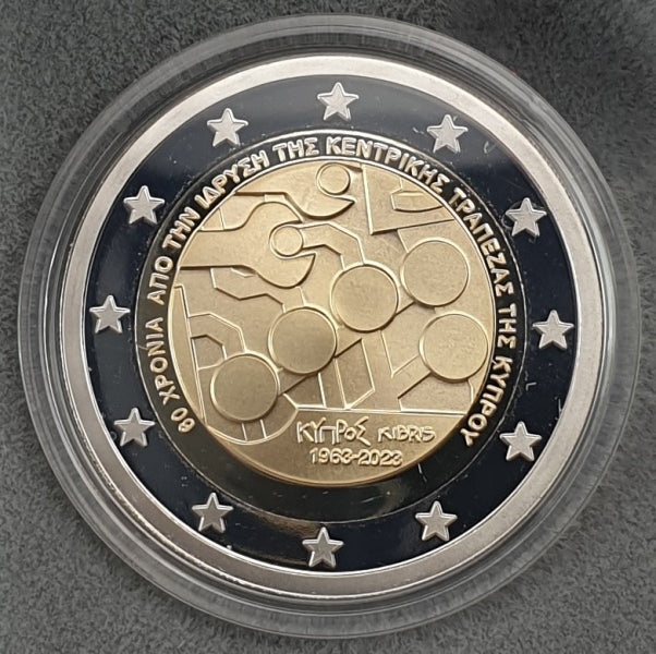 Chypre - 2 euros 2023, 60e anniversaire de la création de la Banque centrale de Chypre, non circulée, épreuve