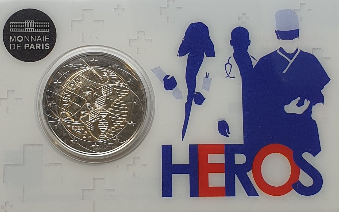 France - 2 Euro 2020, BU, Recherche médicale, (Carte de 3 pièces)