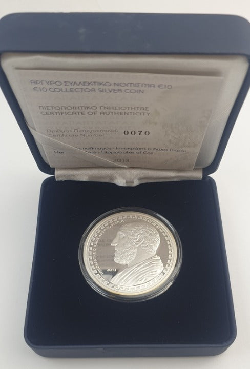 Grèce - 10 euros 2013, Hippocrate, Argent Belle Épreuve