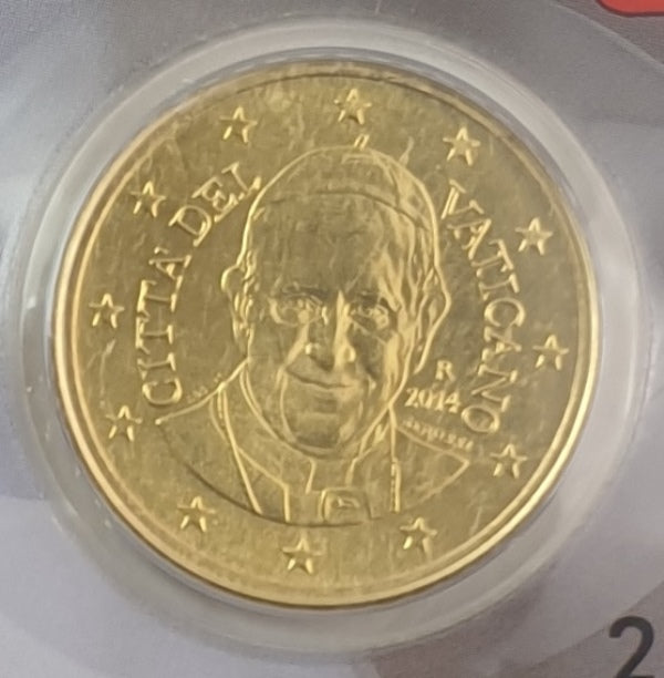 Vatican - Pièce de 50 cents 2014, Pape François, (Carte-pièce)