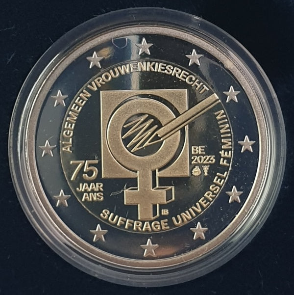 Belgique - 2 euros 2023, 75 ans du suffrage féminin, ÉPREUVE