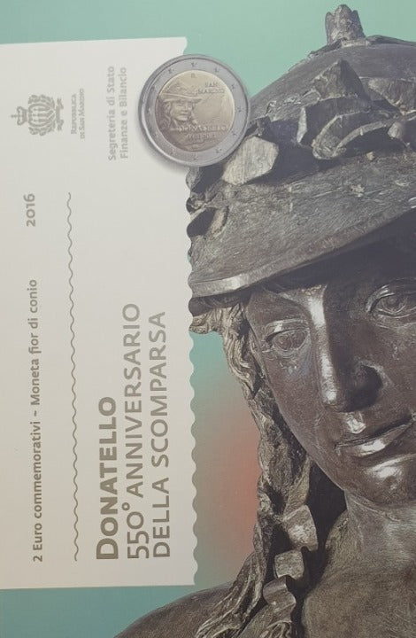 Saint-Marin - 2 Euros 2016, Donatello, (Carte à pièces)