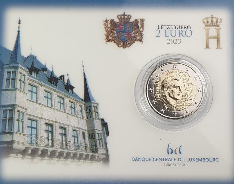 Luxembourg - 2 euros 2023, participation d'Henri au Comité international olympique + Marque d'atelier, BU (Carte de pièce)