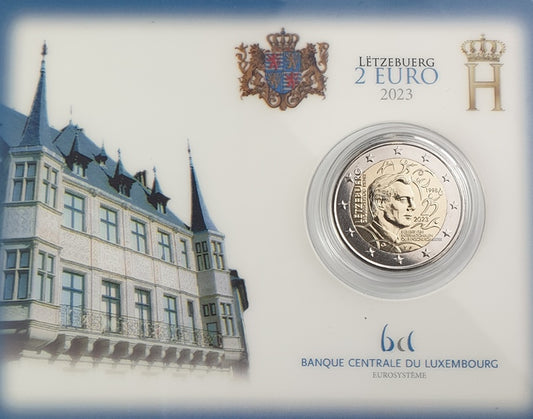 Luxembourg - 2 euros 2023, participation d'Henri au Comité international olympique + Marque d'atelier, BU (Carte de pièce)