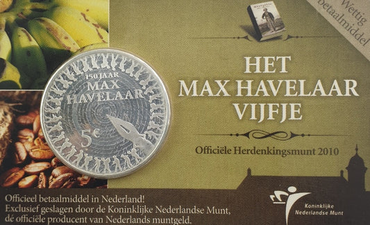 Pays-Bas - 5 euros 2010, 150e anniversaire de Max Havelaar (carte à pièces)
