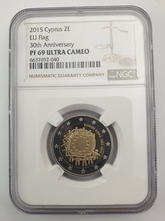 Chypre - 2 Euro 2015 (PF 69 ULTRA CAMEO), Drapeau 2015, ÉPREUVE