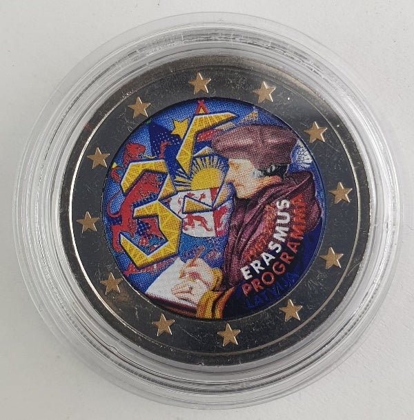 Lettonie - 2 euros 2022 (35 ans du programme Erasmus), couleur, non circulée