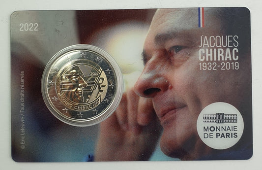 France - 2 Euro 2022, Jacques Chirac 1932 - 2019, (Carte à pièces)