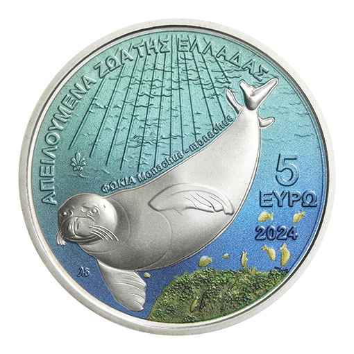 Grèce - 5 euros 2024, Sceau Monachus Monachus, Argent