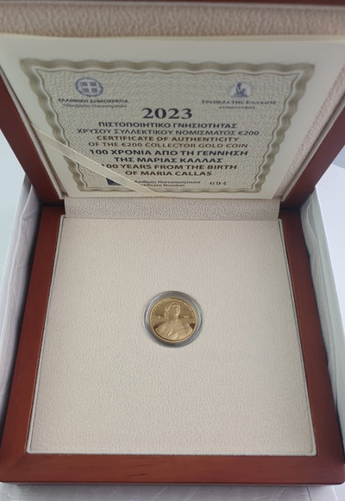 Grèce - 200 euros 2023, 100e anniversaire de la naissance de Maria Callas, qualité or.