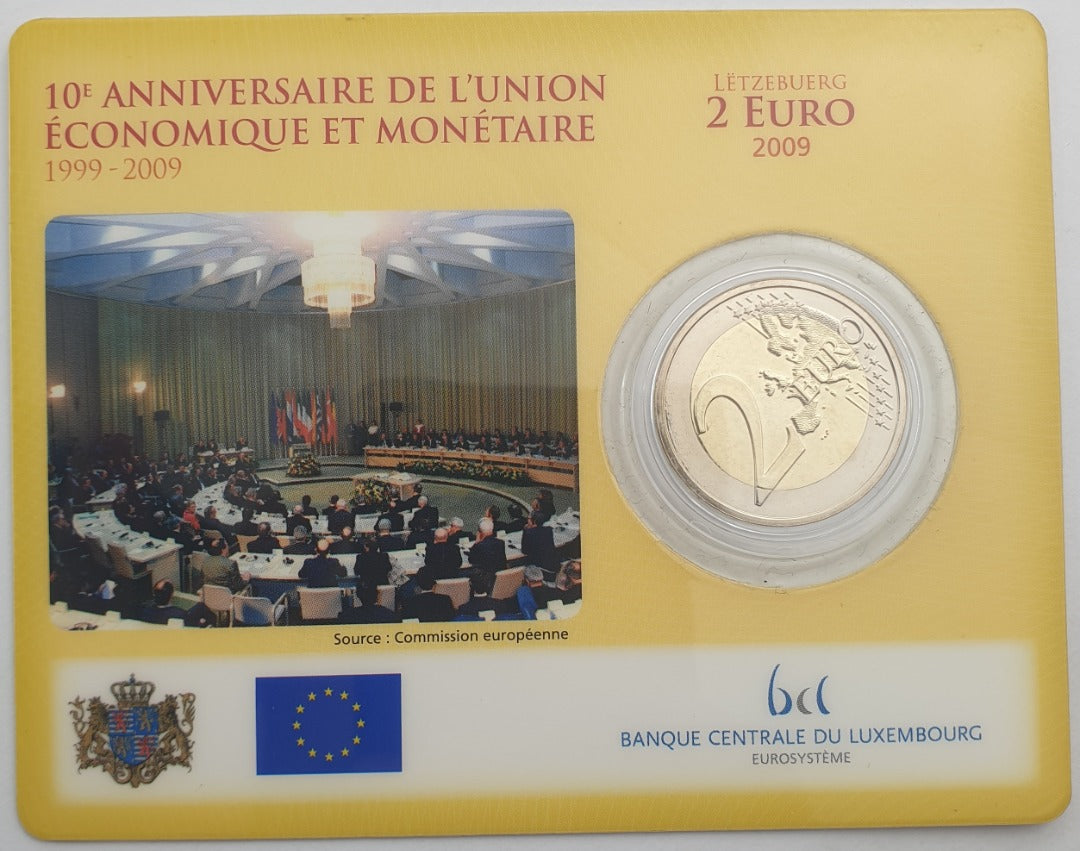 Luxembourg - 2 euros 2009, Union économique et monétaire Henri Ier, (carte à pièces)