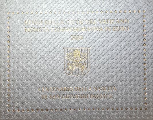 Vatican - 2 euros 2020, Centenaire de la naissance de saint Jean-Paul II, (Carte-pièce)