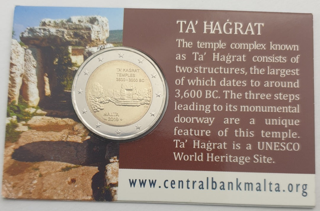Malte - 2 Euro 2019, Temples TA' ĦAĠRAT, (Coin Card)
