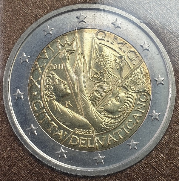 Vatican - 2 euros 2011, 26e Journée mondiale de la jeunesse (carte à pièces)