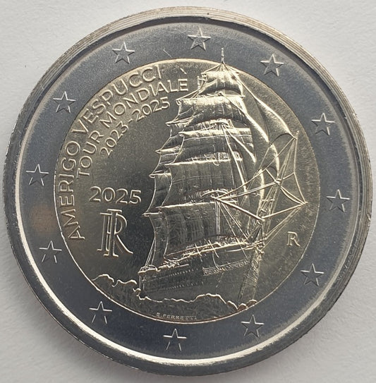 Italie - 2 Euro 2025, Voyage du navire Amerigo Vespucci