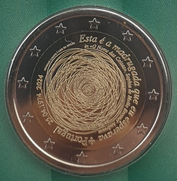 Portugal - 2 Euros 2024, 50 ans de la Révolution des Œillets (Carte à pièces)