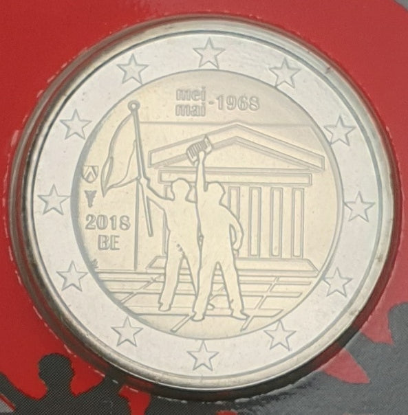 Belgique - 2 euros 2018, 50e anniversaire du mois de mai (carte-pièce)