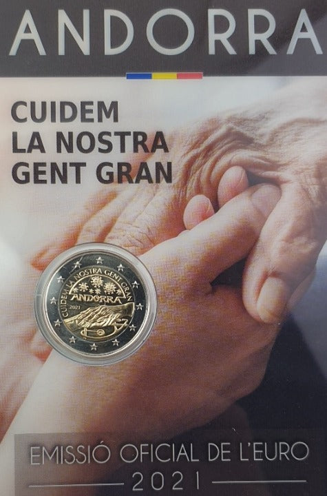 Andorre - 2 euros 2021, Soins aux personnes âgées, (Carte à pièces)