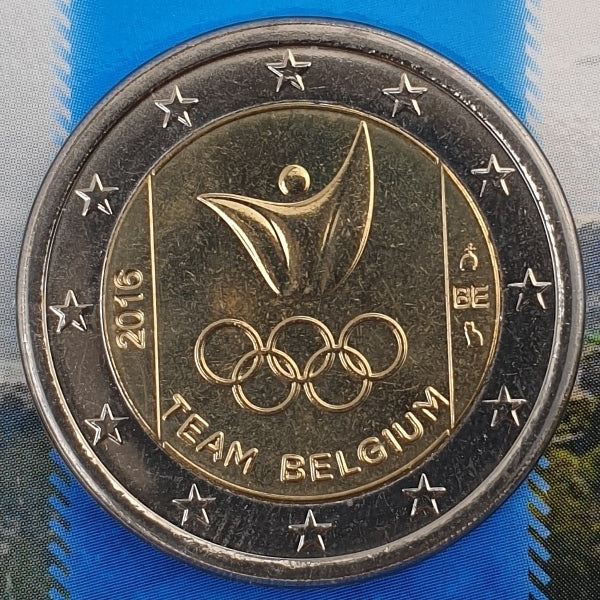 Belgique - 2 Euro 2016, Jeux Olympiques de Rio de Janeiro, (Coin Card)