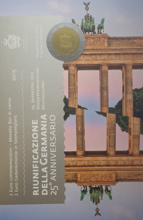 Saint-Marin - 2 euros 2015, 25e anniversaire de la renaissance de l'Allemagne (carte-pièce)