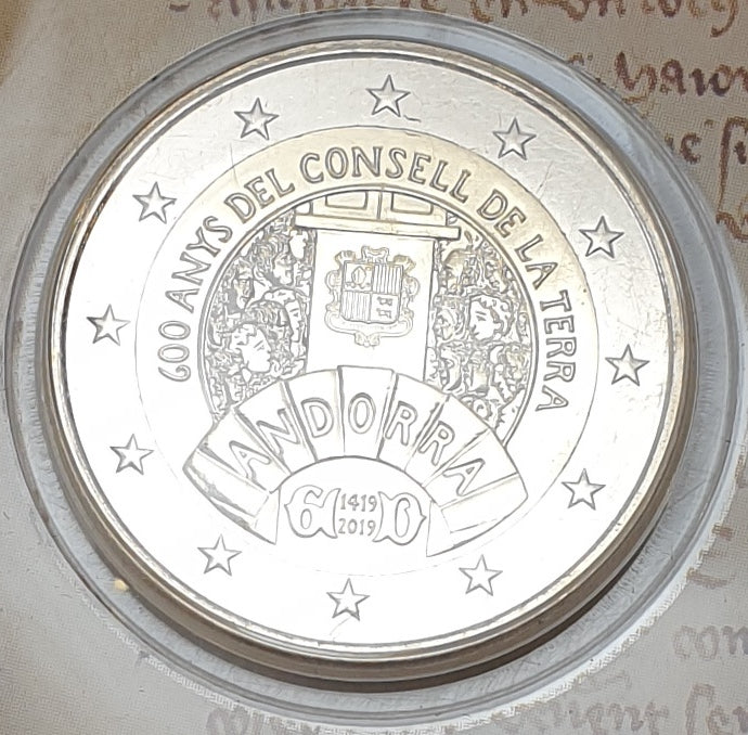 Andorre - 2 euros 2019, 600e anniversaire du Conseil général (carte à pièces)