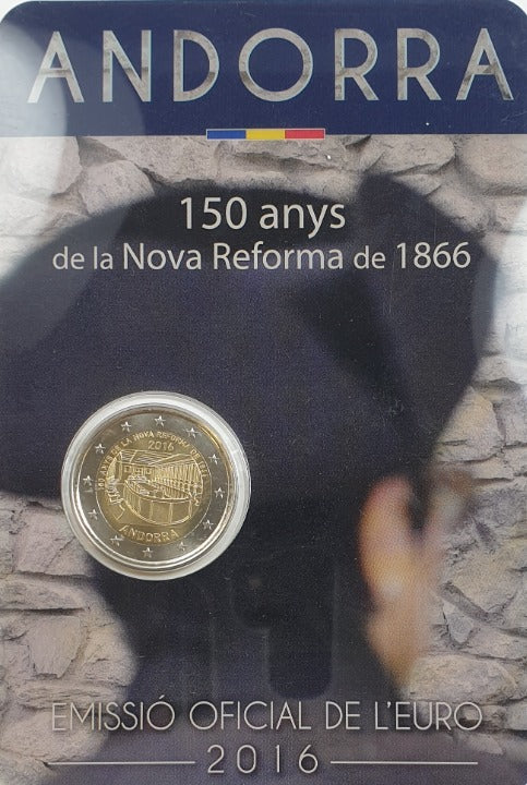 Andorre - 2 euros 2016, 150 ans de la Nouvelle Réforme de 1866 (carte à pièces)