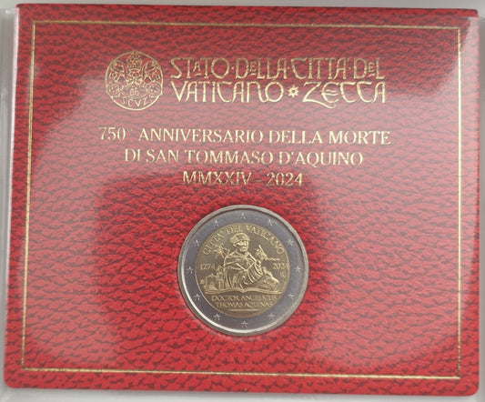 Vatican - 2 euros 2024, 750e anniversaire de la mort de Thomas d'Aquin (carte-pièce)