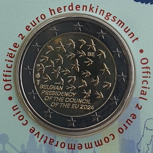 Belgique - 2 euros 2024, présidence belge du Conseil de l'UE - Écriture néerlandaise, (carte à pièces)