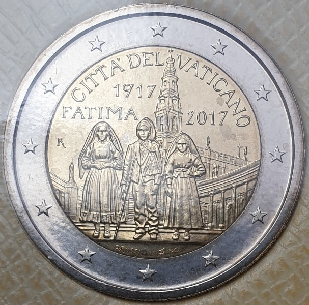 Vatican - 2 euros 2017, Centenaire des apparitions de Fatima, (Carte-pièce)