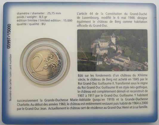 Luxembourg - 2 Euro 2008, Henri Ier Château de Berg, (Coin Card)