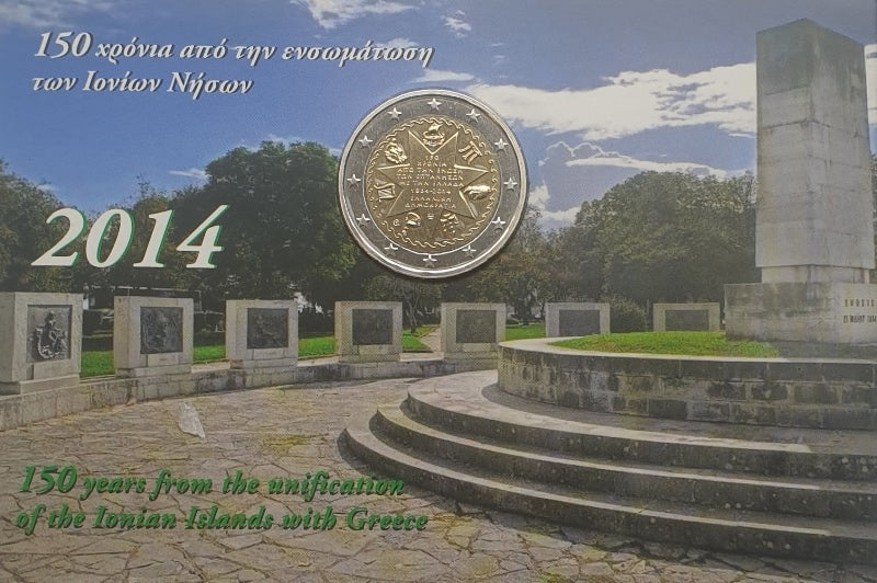Grèce - 2 euros 2014, 150 ans de l'intégration des îles Ioniennes (carte à pièces)