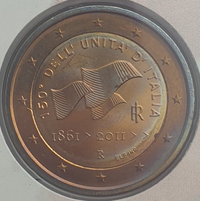 Italie - Pièce de 2 euros 2011, 150e anniversaire de l'unification de l'Italie, Carte de pièce